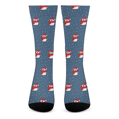 Christmas Snowy Penguin Pattern Print Crew Socks