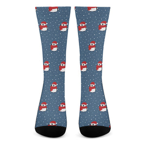 Christmas Snowy Penguin Pattern Print Crew Socks