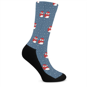 Christmas Snowy Penguin Pattern Print Crew Socks