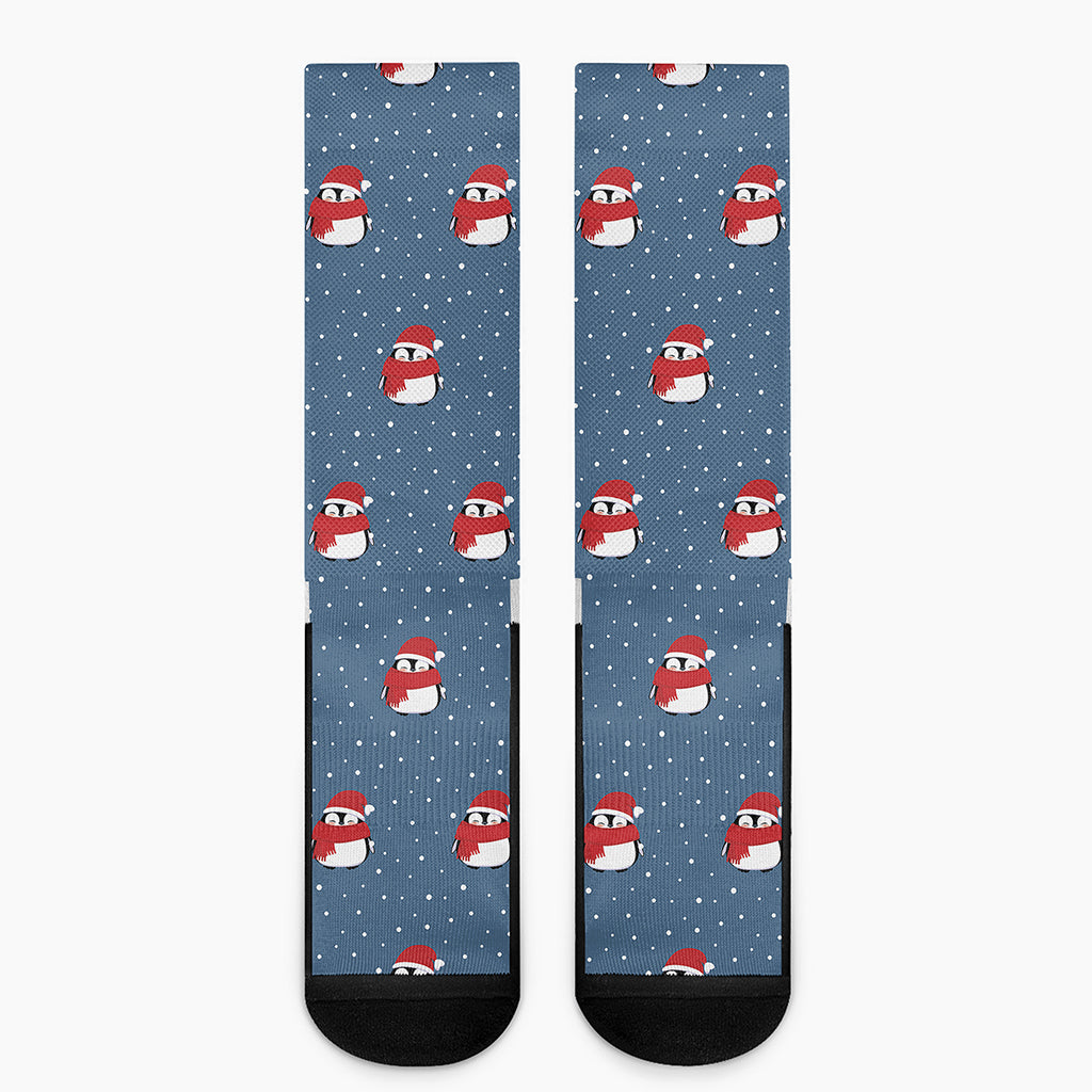 Christmas Snowy Penguin Pattern Print Crew Socks