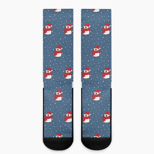 Christmas Snowy Penguin Pattern Print Crew Socks