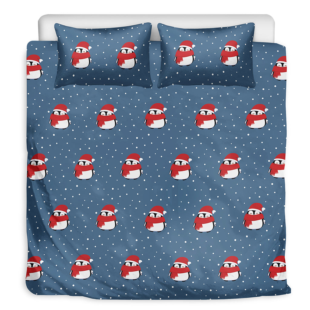 Christmas Snowy Penguin Pattern Print Duvet Cover Bedding Set