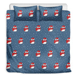 Christmas Snowy Penguin Pattern Print Duvet Cover Bedding Set