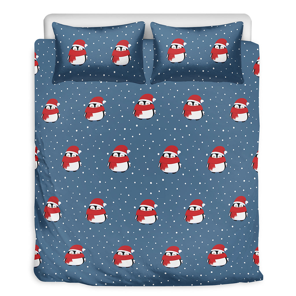 Christmas Snowy Penguin Pattern Print Duvet Cover Bedding Set