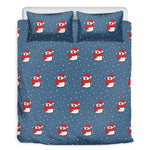 Christmas Snowy Penguin Pattern Print Duvet Cover Bedding Set