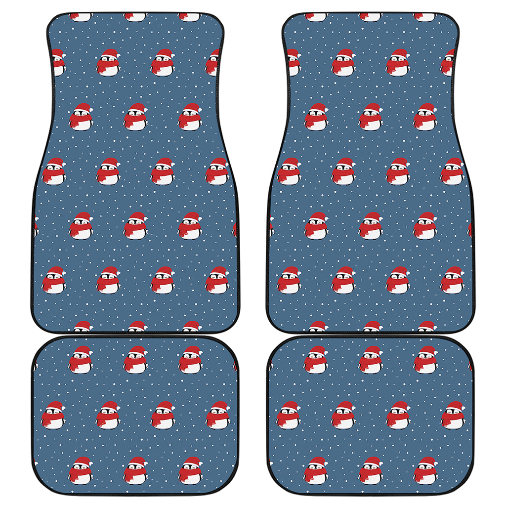 Christmas Snowy Penguin Pattern Print Front and Back Car Floor Mats