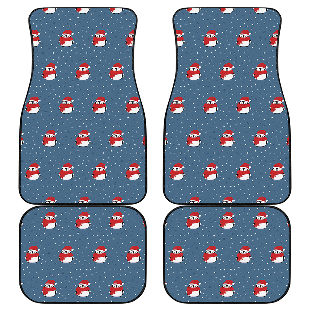 Christmas Snowy Penguin Pattern Print Front and Back Car Floor Mats