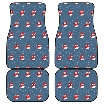 Christmas Snowy Penguin Pattern Print Front and Back Car Floor Mats