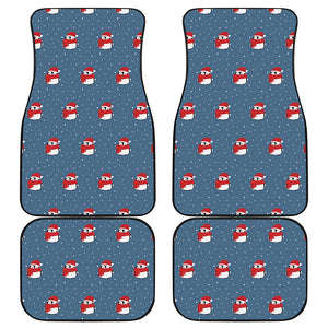 Christmas Snowy Penguin Pattern Print Front and Back Car Floor Mats