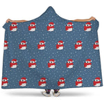 Christmas Snowy Penguin Pattern Print Hooded Blanket