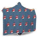 Christmas Snowy Penguin Pattern Print Hooded Blanket
