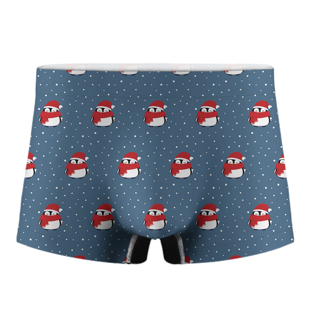 Christmas Snowy Penguin Pattern Print Men's Boxer Briefs