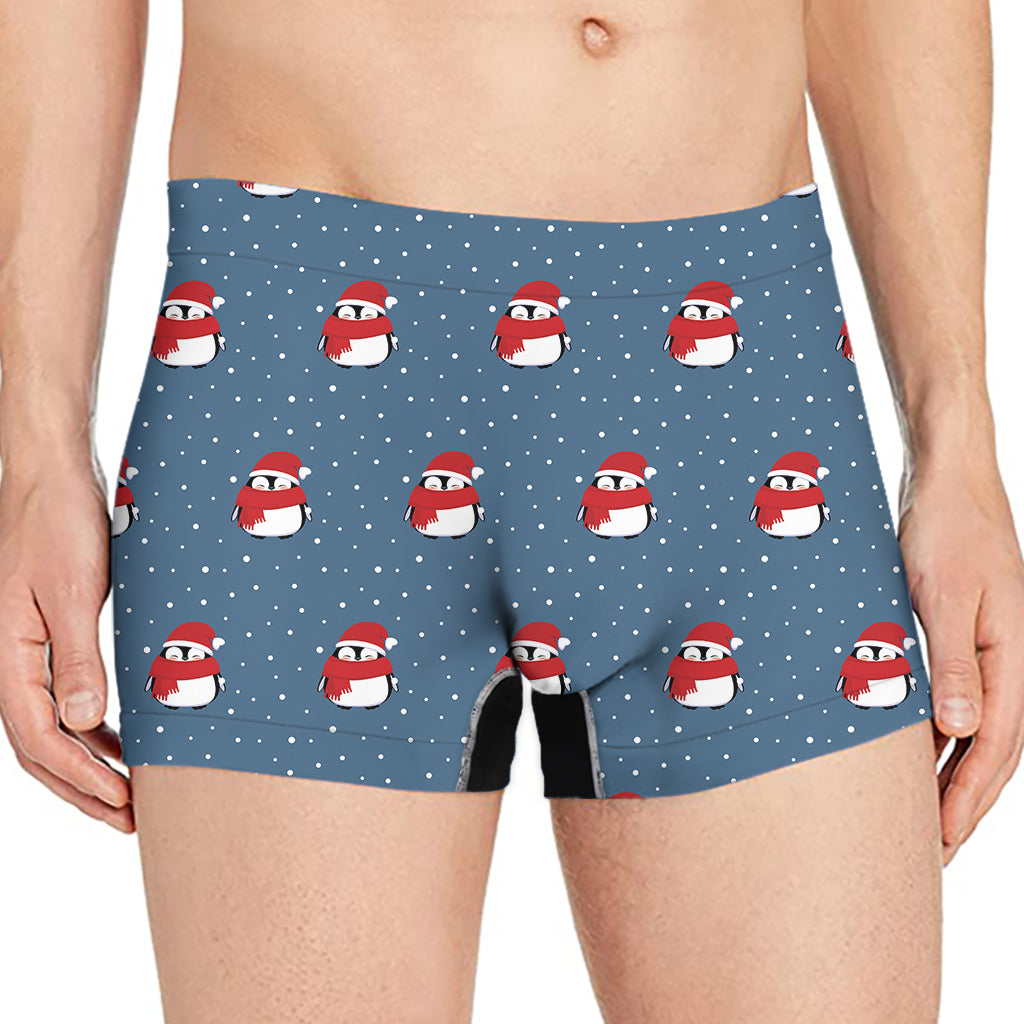 Christmas Snowy Penguin Pattern Print Men's Boxer Briefs