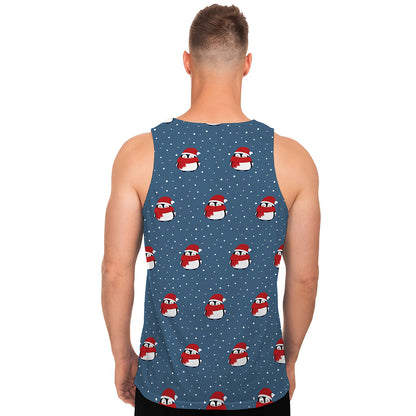 Christmas Snowy Penguin Pattern Print Men's Tank Top