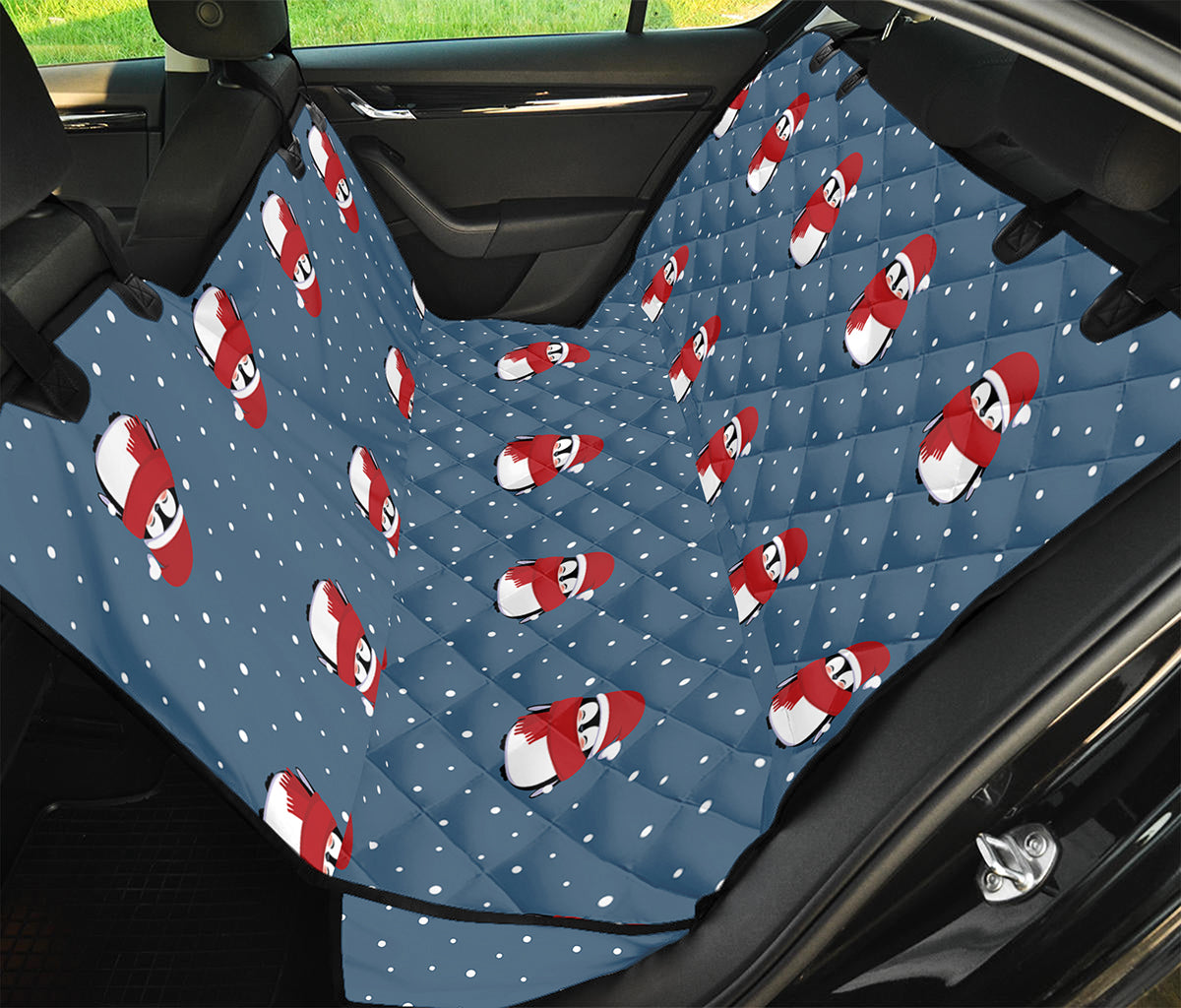 Christmas Snowy Penguin Pattern Print Pet Car Back Seat Cover