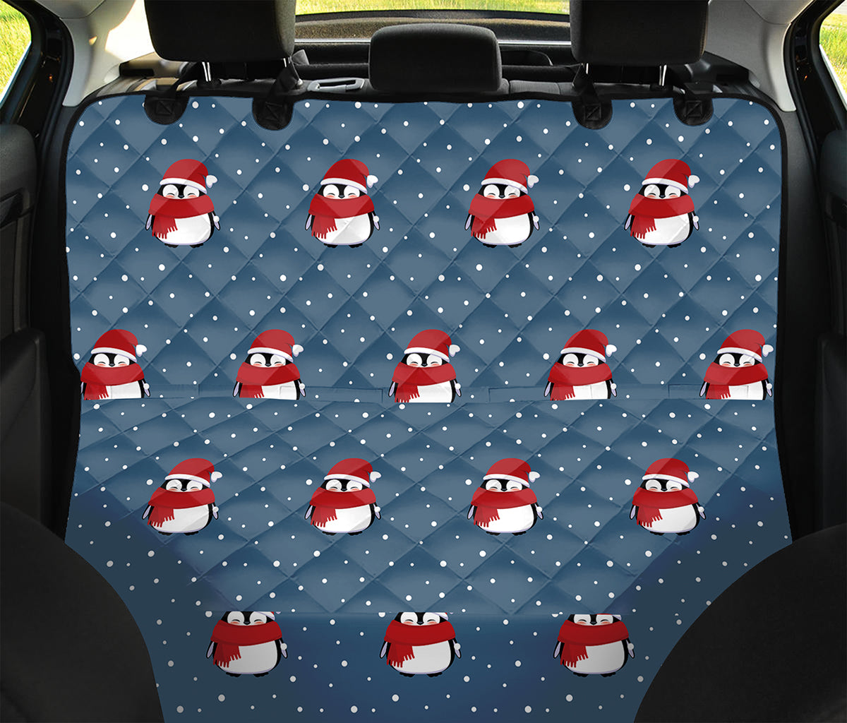 Christmas Snowy Penguin Pattern Print Pet Car Back Seat Cover