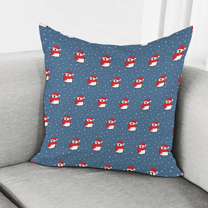 Christmas Snowy Penguin Pattern Print Pillow Cover