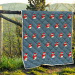 Christmas Snowy Penguin Pattern Print Quilt