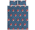 Christmas Snowy Penguin Pattern Print Quilt Bed Set