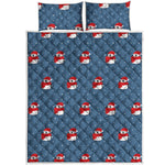 Christmas Snowy Penguin Pattern Print Quilt Bed Set