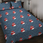 Christmas Snowy Penguin Pattern Print Quilt Bed Set