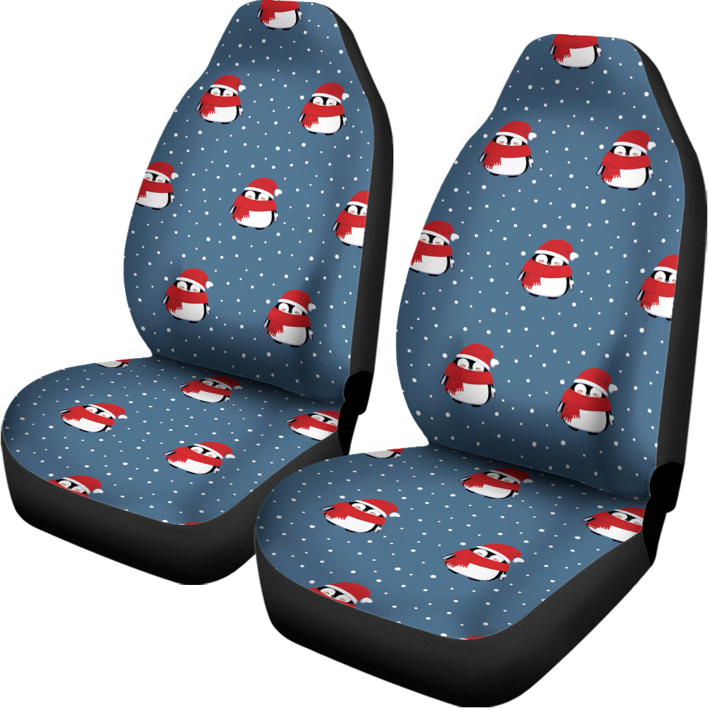 Christmas Snowy Penguin Pattern Print Universal Fit Car Seat Covers