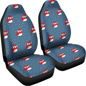 Christmas Snowy Penguin Pattern Print Universal Fit Car Seat Covers