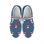 Christmas Snowy Penguin Pattern Print White Slip On Shoes
