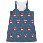 Christmas Snowy Penguin Pattern Print Women's Racerback Tank Top
