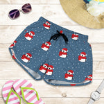 Christmas Snowy Penguin Pattern Print Women's Shorts