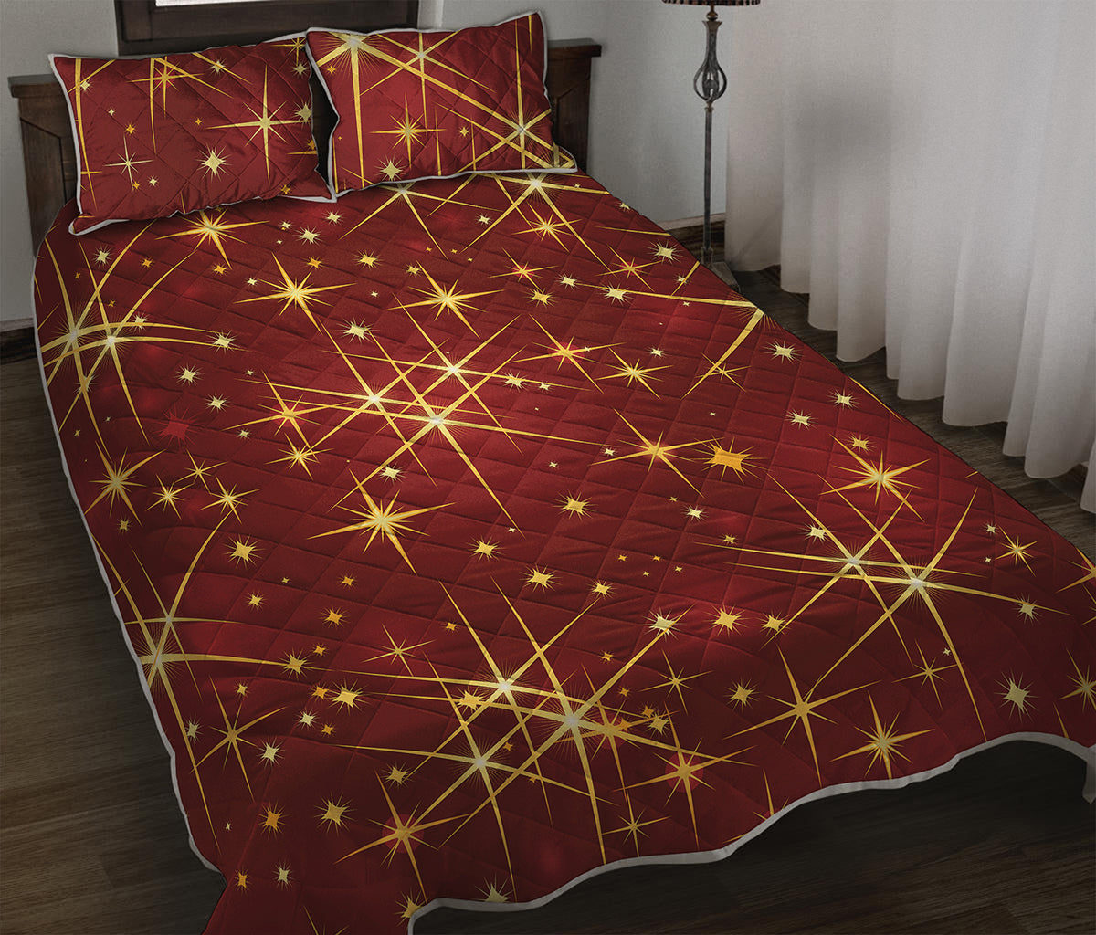 Christmas Sparkle Print Quilt Bed Set
