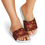 Christmas Sparkle Print White Slide Sandals