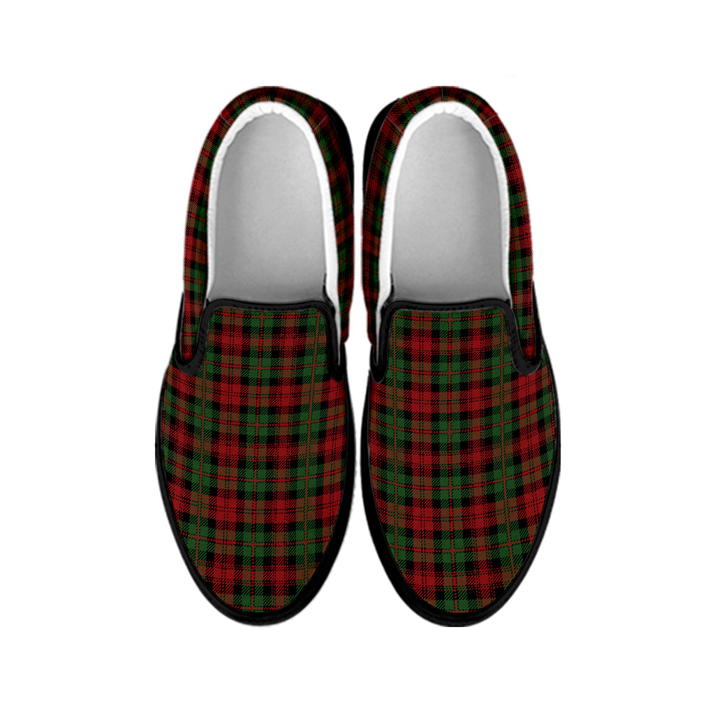 Christmas Tartan Pattern Print Black Slip On Shoes
