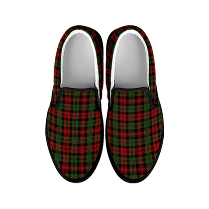 Christmas Tartan Pattern Print Black Slip On Shoes