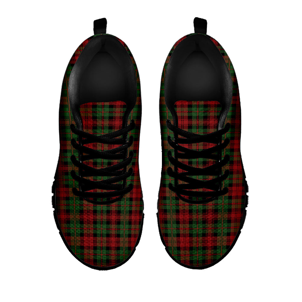 Christmas Tartan Pattern Print Black Sneakers