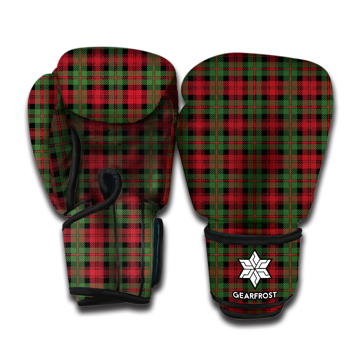 Christmas Tartan Pattern Print Boxing Gloves