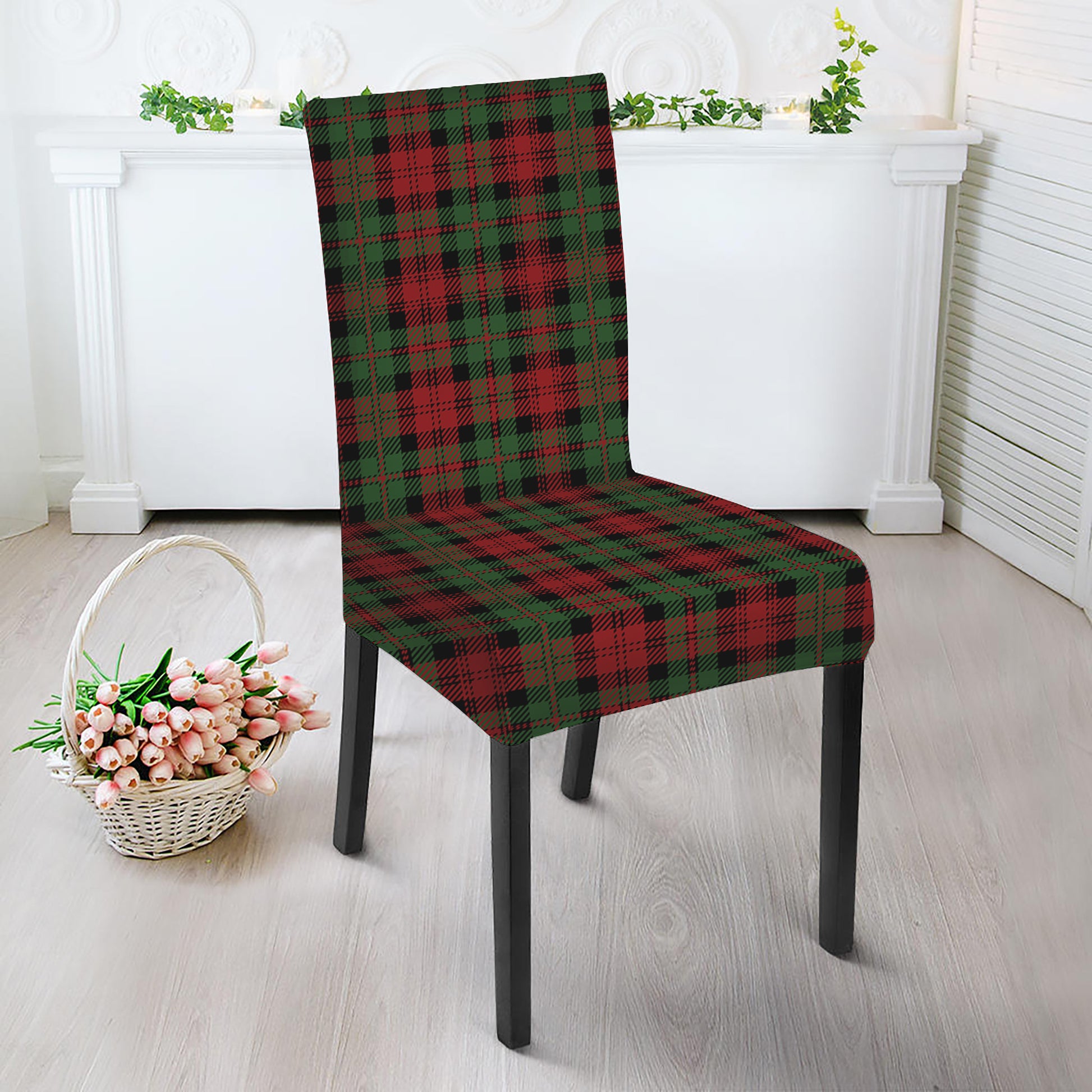 Christmas Tartan Pattern Print Dining Chair Slipcover