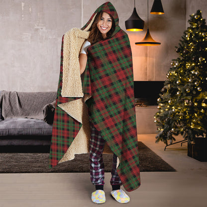 Christmas Tartan Pattern Print Hooded Blanket