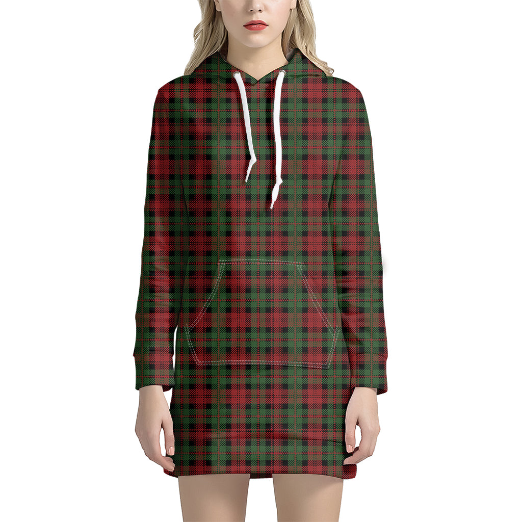 Christmas Tartan Pattern Print Hoodie Dress