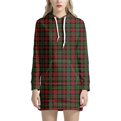 Christmas Tartan Pattern Print Hoodie Dress