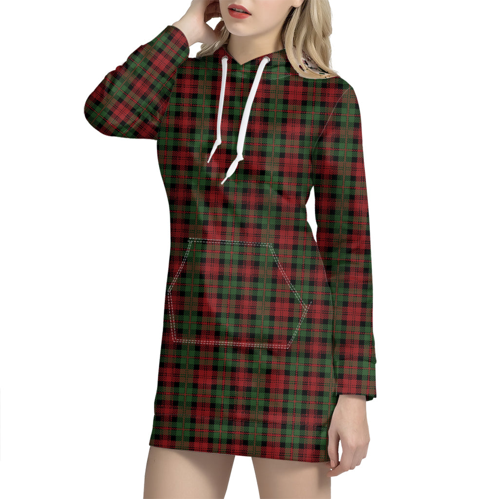 Christmas Tartan Pattern Print Hoodie Dress