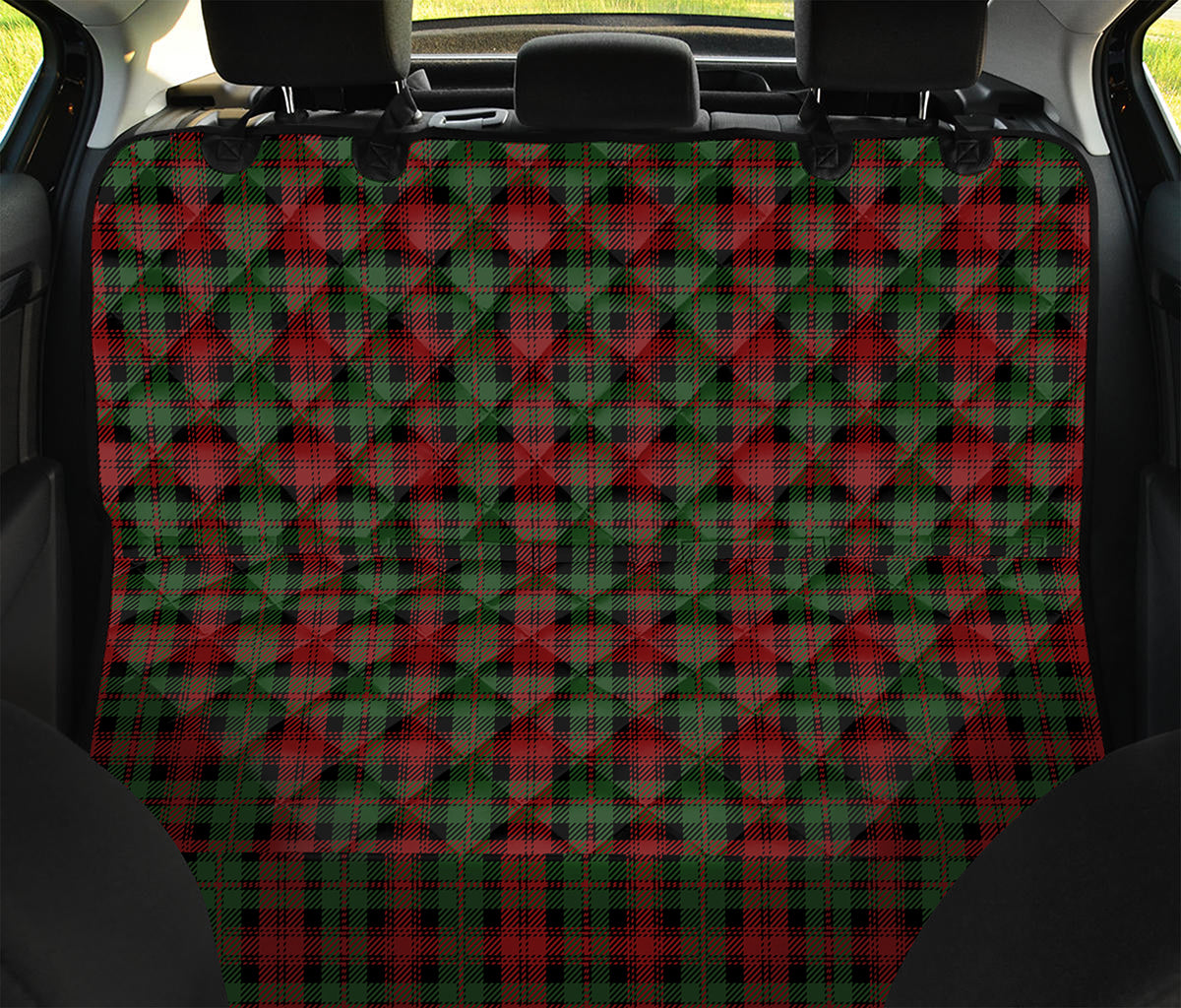 Christmas Tartan Pattern Print Pet Car Back Seat Cover