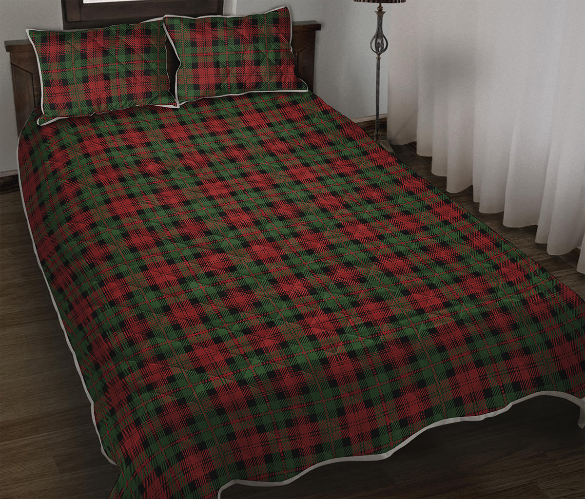 Christmas Tartan Pattern Print Quilt Bed Set