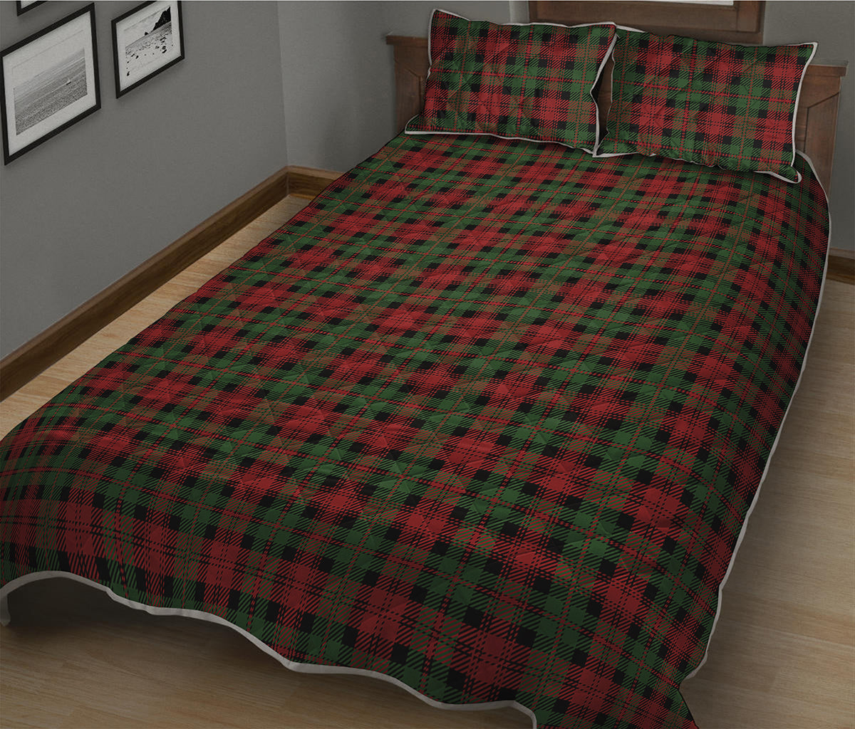 Christmas Tartan Pattern Print Quilt Bed Set
