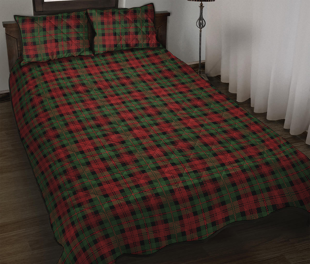 Christmas Tartan Pattern Print Quilt Bed Set