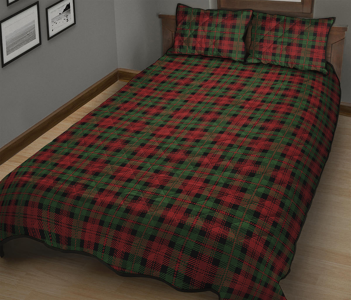 Christmas Tartan Pattern Print Quilt Bed Set