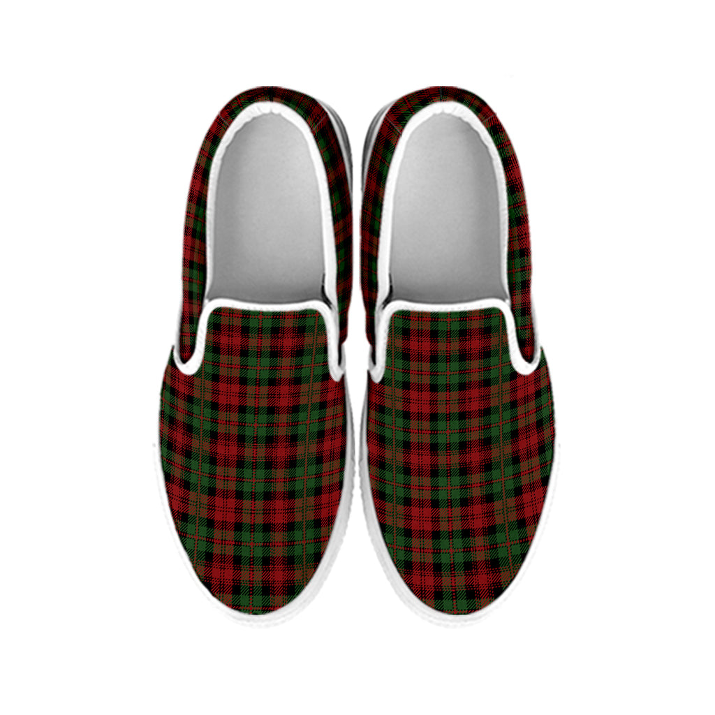 Christmas Tartan Pattern Print White Slip On Shoes