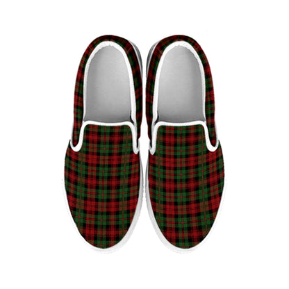 Christmas Tartan Pattern Print White Slip On Shoes