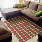 Christmas Themed Argyle Pattern Print Area Rug