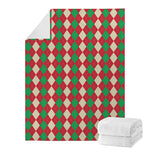 Christmas Themed Argyle Pattern Print Blanket